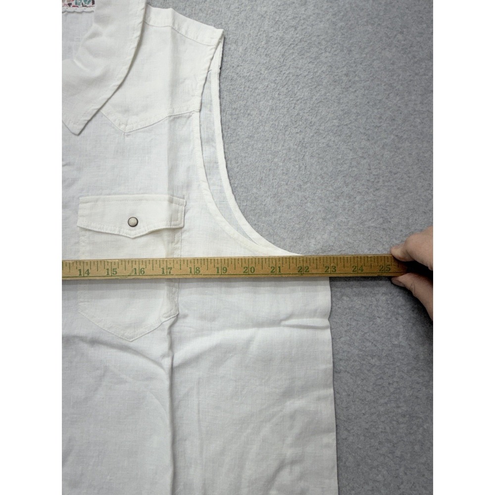 Sundance Willow Linen Sleeveless Top‎ Womens XL White Boho Western Button Front - Picture 4 of 8